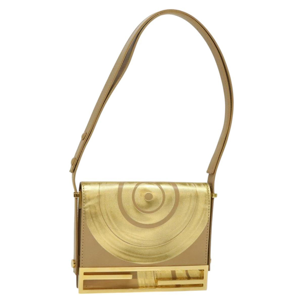 FENDI Shoulder Bag Leather Gold 113748A