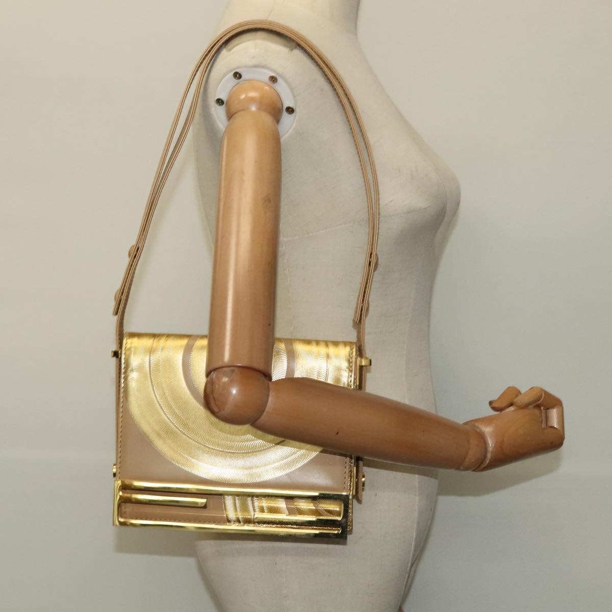 FENDI Shoulder Bag Leather Gold 113748A