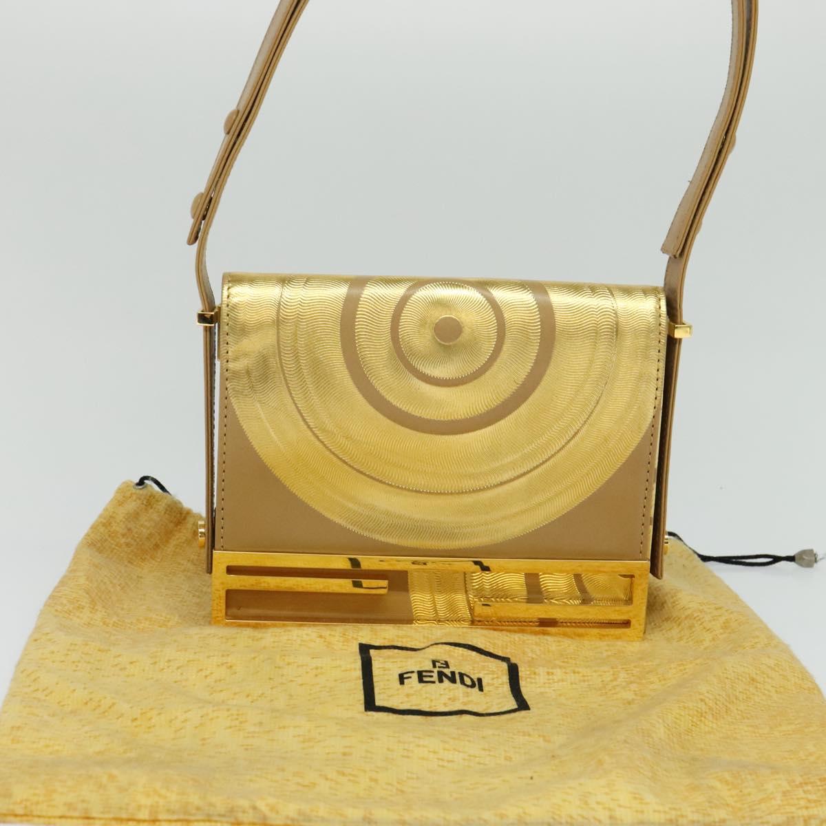 FENDI Shoulder Bag Leather Gold 113748A