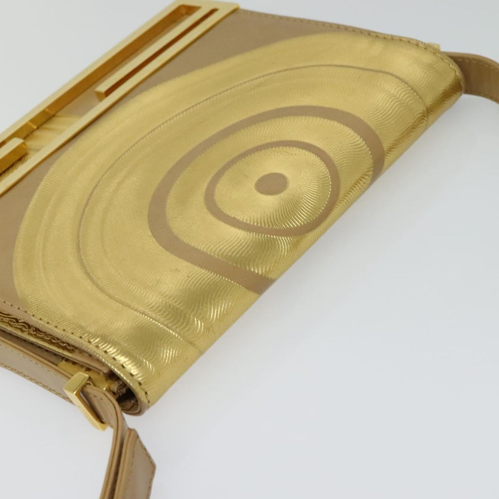 FENDI Shoulder Bag Leather Gold 113748A