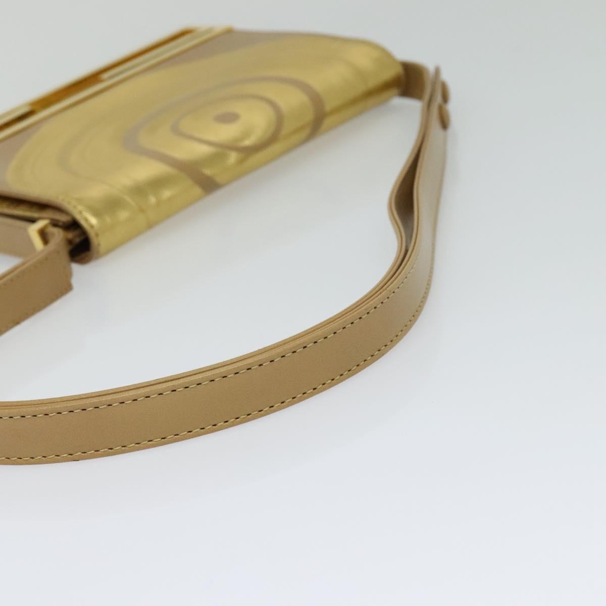 FENDI Shoulder Bag Leather Gold 113748A