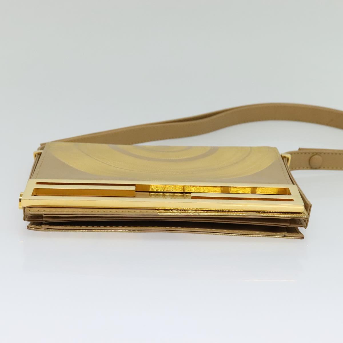 FENDI Shoulder Bag Leather Gold 113748A