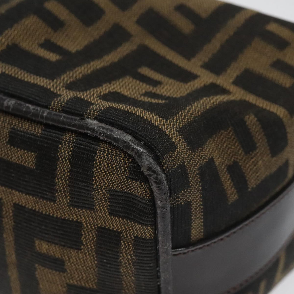FENDI Zucca Canvas Vanity Pouch Brown Black Silver 113786