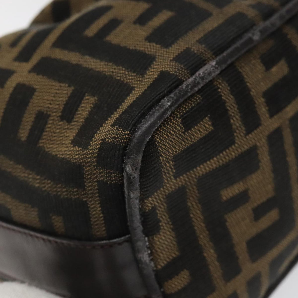 FENDI Zucca Canvas Vanity Pouch Brown Black Silver 113786