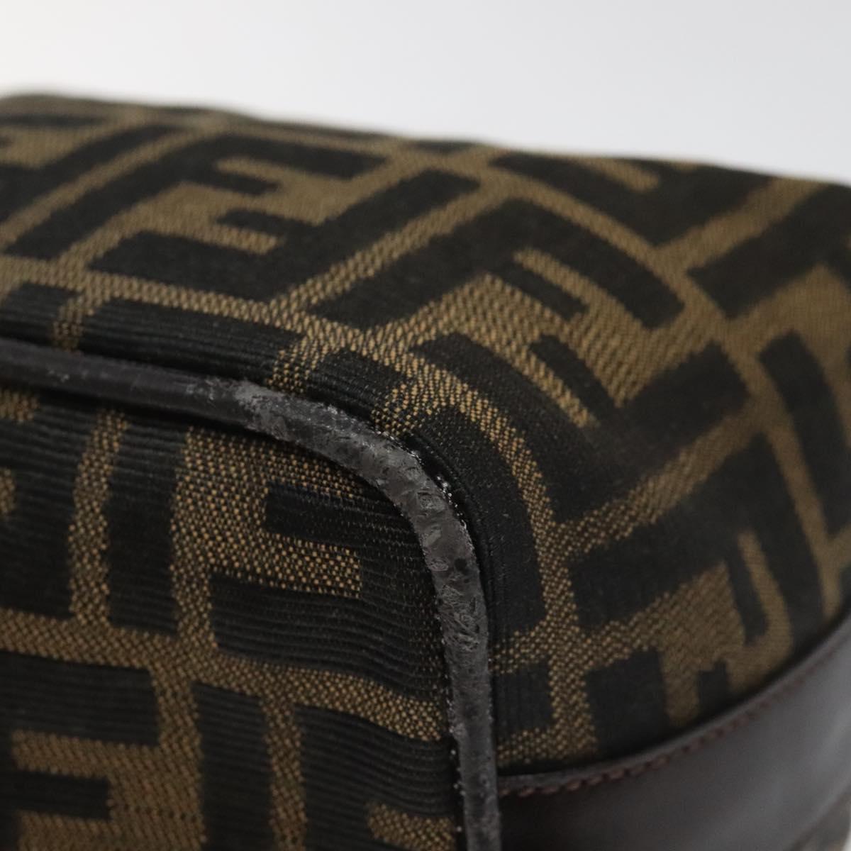 FENDI Zucca Canvas Vanity Pouch Brown Black Silver 113786