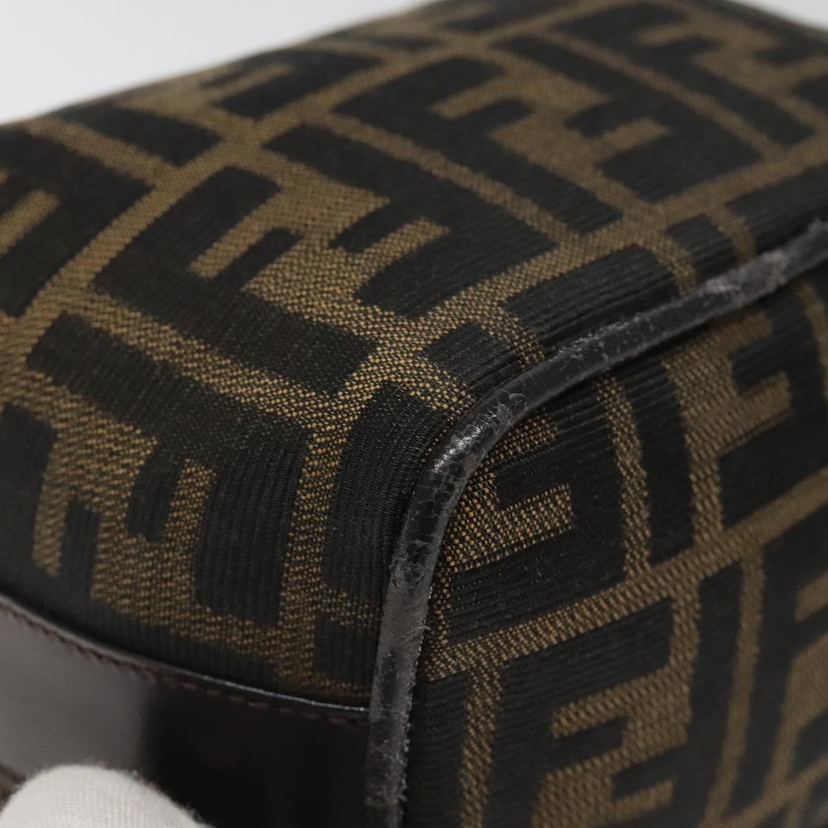 FENDI Zucca Canvas Vanity Pouch Brown Black Silver 113786