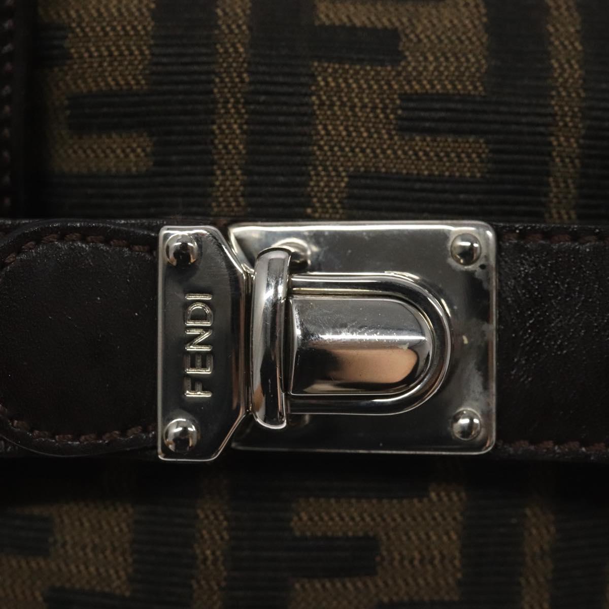 FENDI Zucca Canvas Vanity Pouch Brown Black Silver 113786