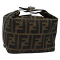 FENDI Zucca Canvas Vanity Pouch Brown Black Silver 113786
