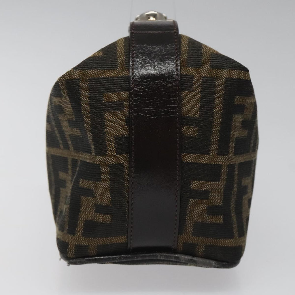 FENDI Zucca Canvas Vanity Pouch Brown Black Silver 113786
