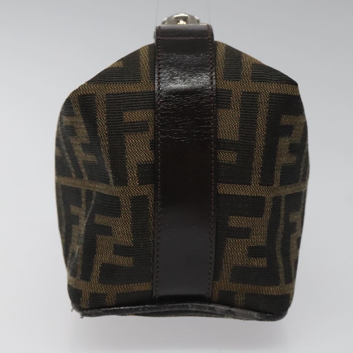 FENDI Zucca Canvas Vanity Pouch Brown Black Silver 113786