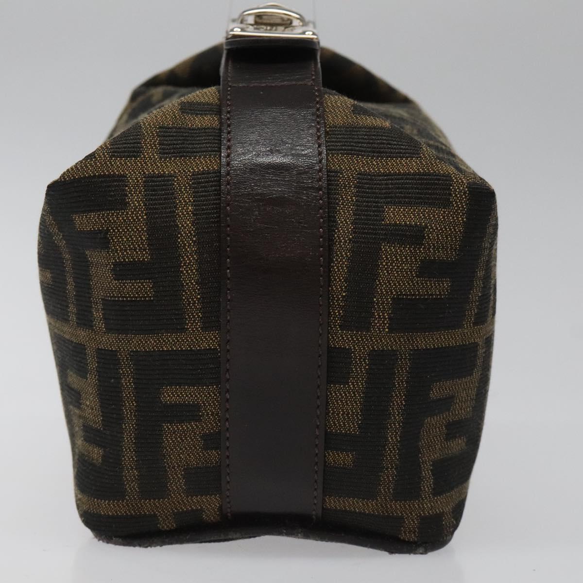 FENDI Zucca Canvas Vanity Pouch Brown Black Silver 113786