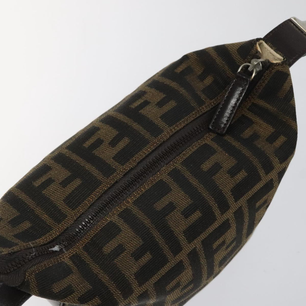 FENDI Zucca Canvas Vanity Pouch Brown Black Silver 113786