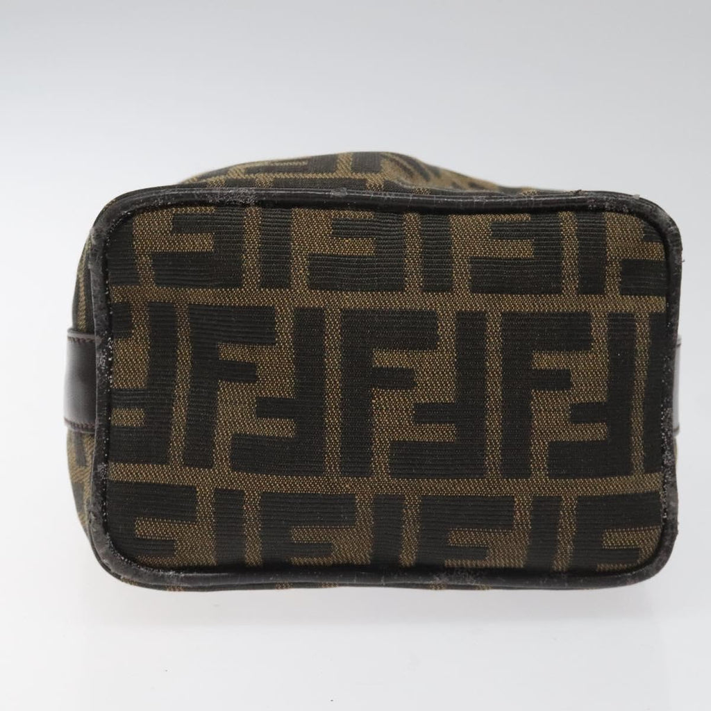 FENDI Zucca Canvas Vanity Pouch Brown Black Silver 113786