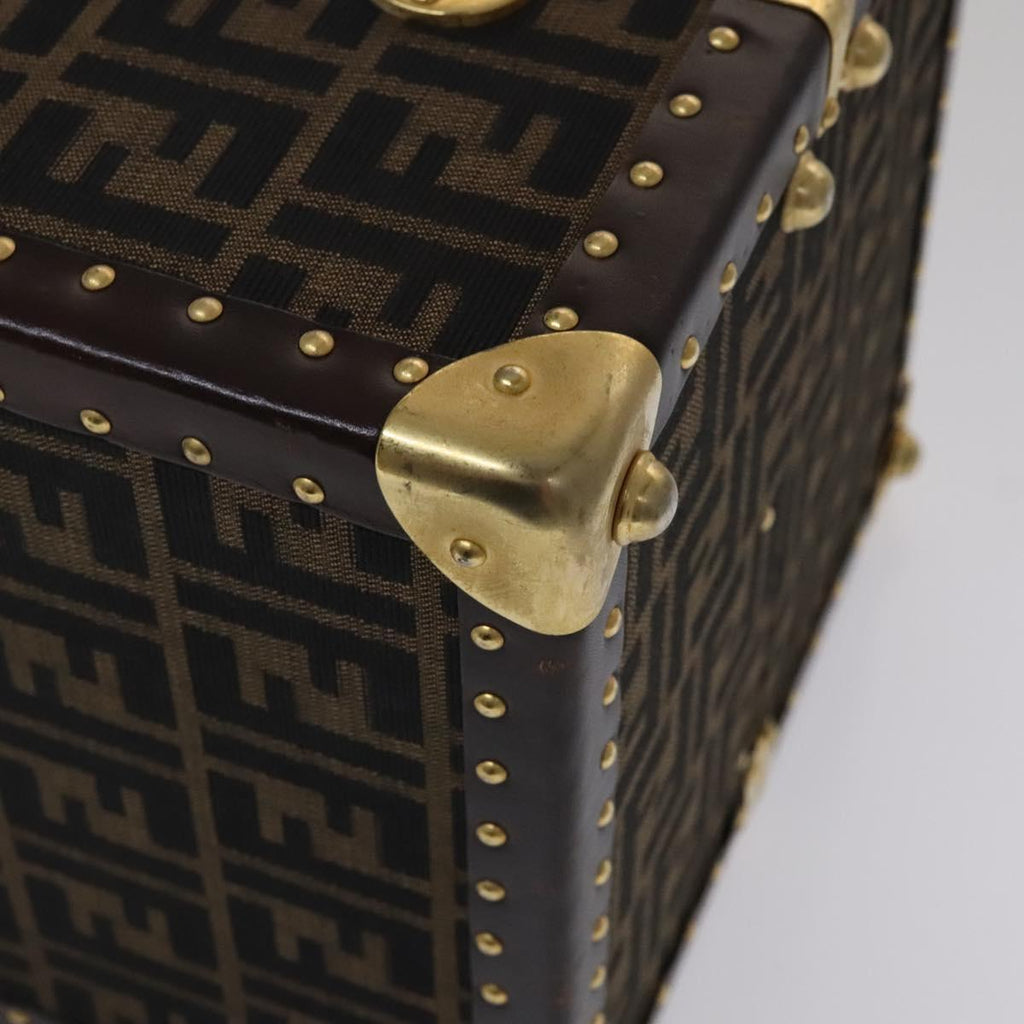 FENDI Zucca Canvas Trunk Jewelry Case Jewelry Box Black Brown 113789S