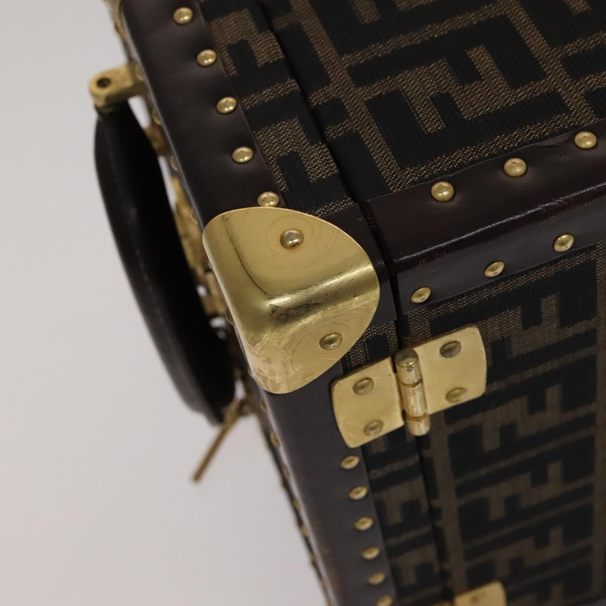 FENDI Zucca Canvas Trunk Jewelry Case Jewelry Box Black Brown 113789S