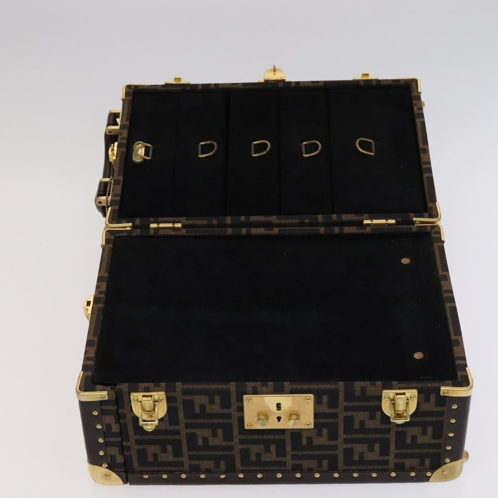 FENDI Zucca Canvas Trunk Jewelry Case Jewelry Box Black Brown 113789S