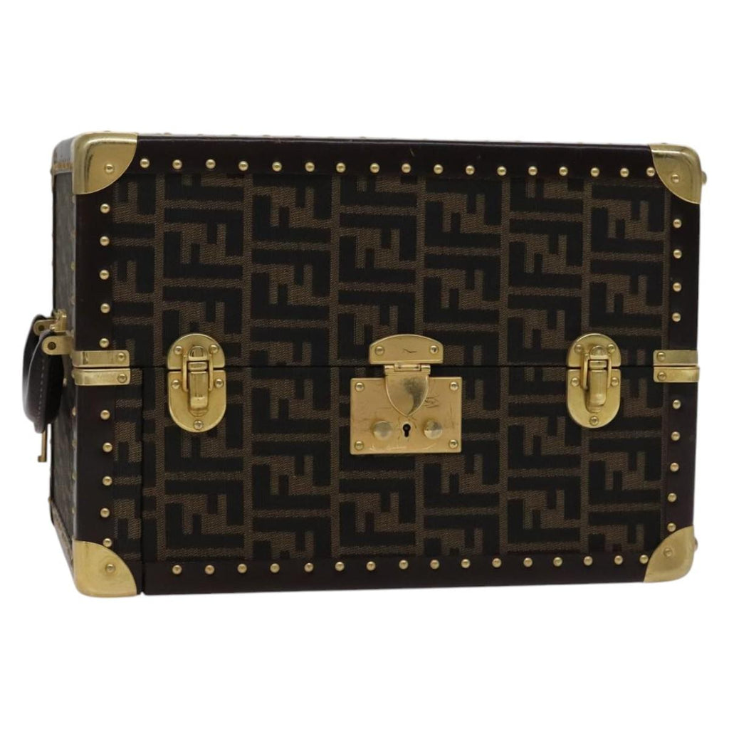 FENDI Zucca Canvas Trunk Jewelry Case Jewelry Box Black Brown 113789S