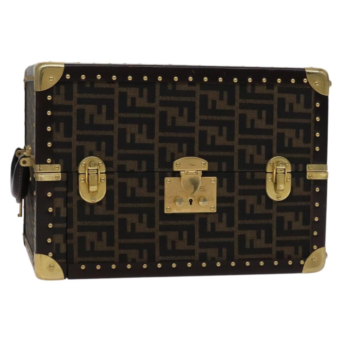 FENDI Zucca Canvas Trunk Jewelry Case Jewelry Box Black Brown 113789S