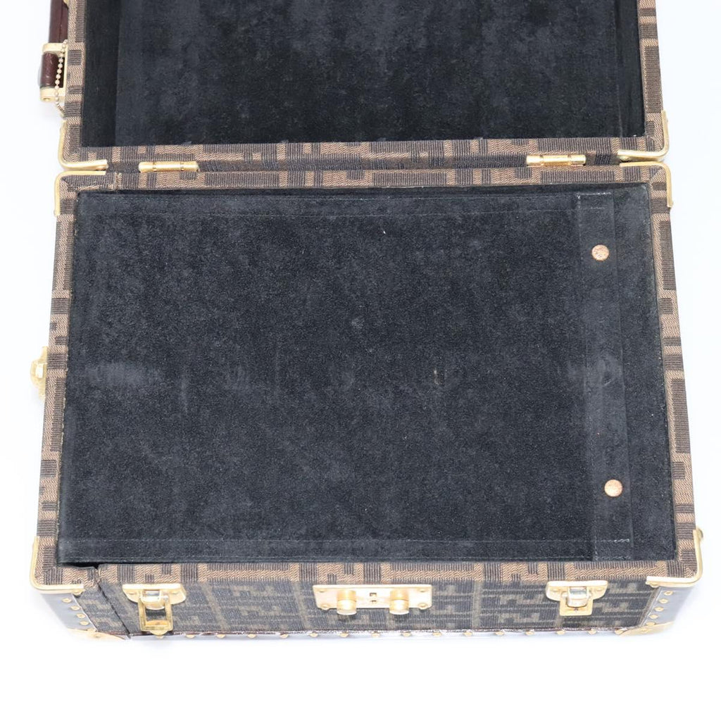 FENDI Zucca Canvas Trunk Jewelry Case Jewelry Box Black Brown 113789S