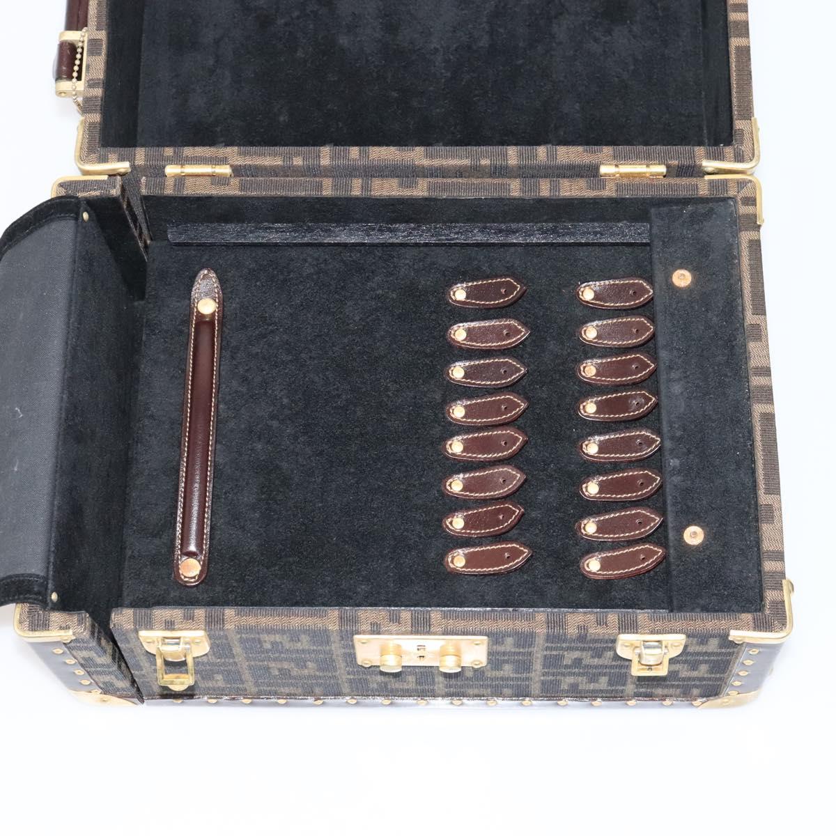 FENDI Zucca Canvas Trunk Jewelry Case Jewelry Box Black Brown 113789S