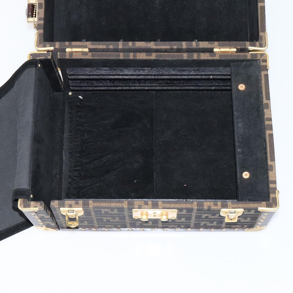 FENDI Zucca Canvas Trunk Jewelry Case Jewelry Box Black Brown 113789S