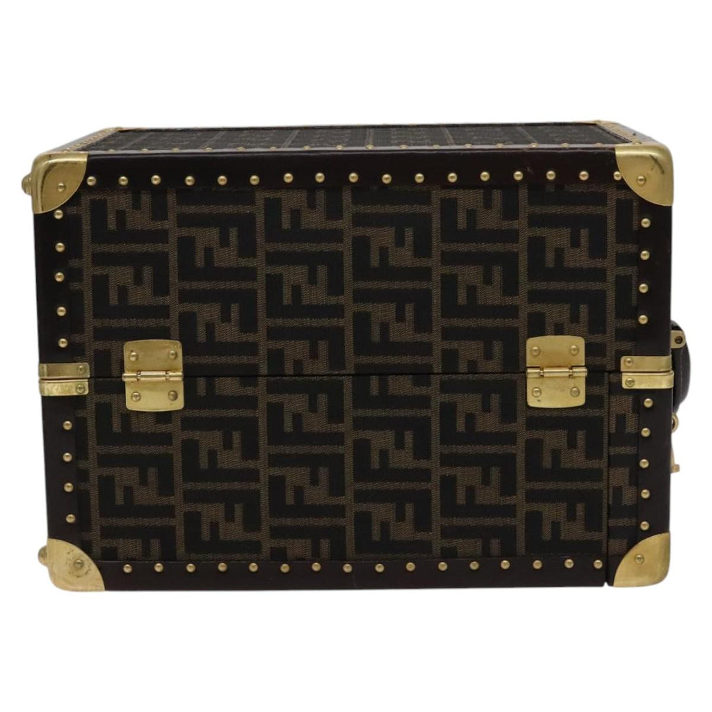 FENDI Zucca Canvas Trunk Jewelry Case Jewelry Box Black Brown 113789S