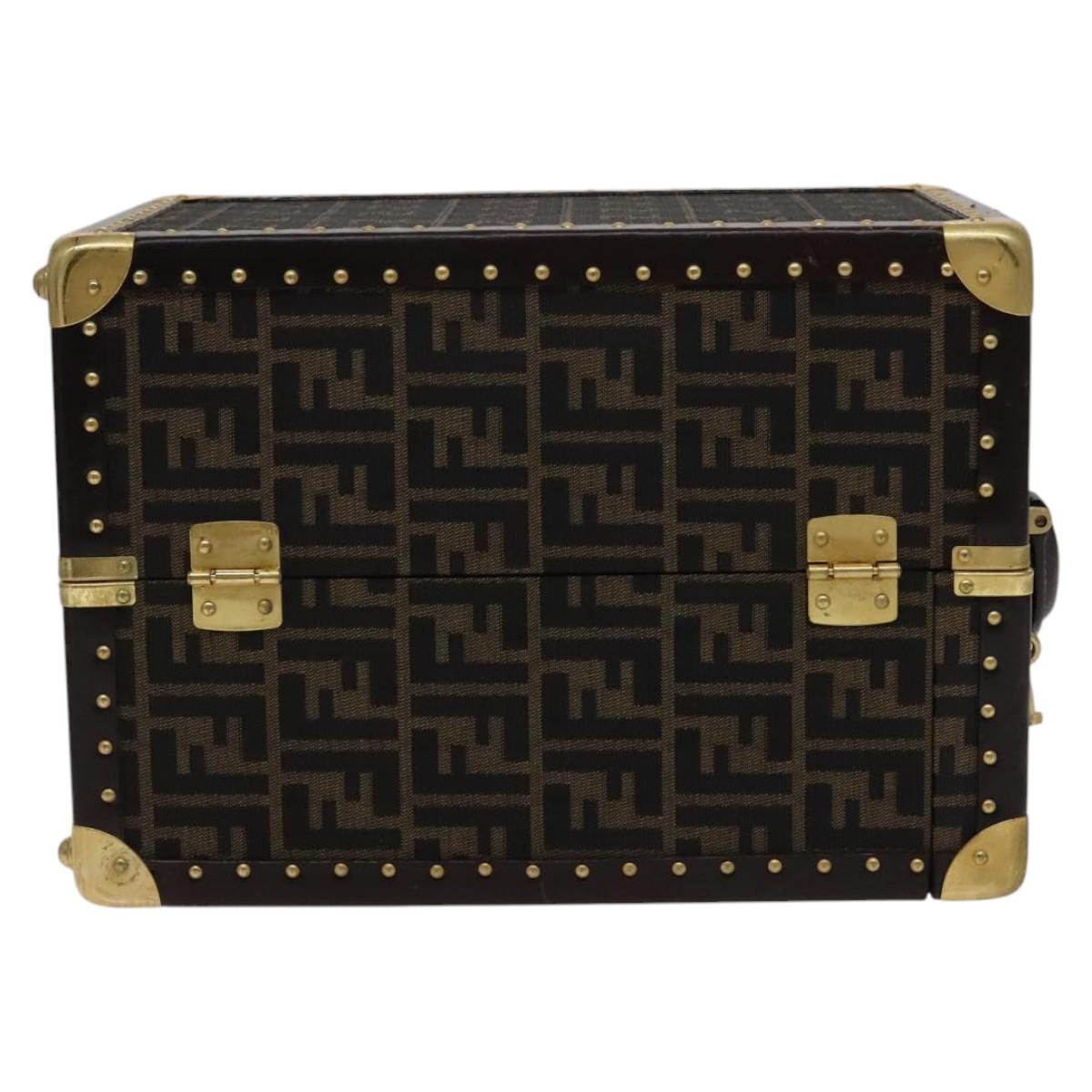 FENDI Zucca Canvas Trunk Jewelry Case Jewelry Box Black Brown 113789S