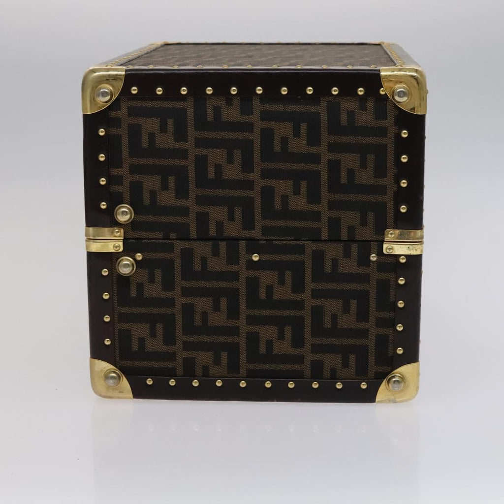 FENDI Zucca Canvas Trunk Jewelry Case Jewelry Box Black Brown 113789S