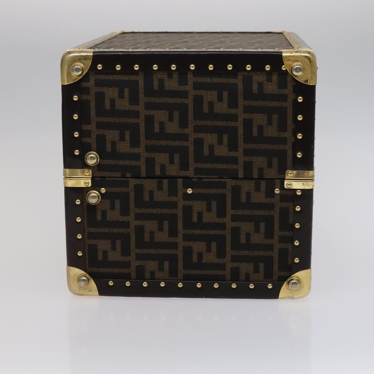 FENDI Zucca Canvas Trunk Jewelry Case Jewelry Box Black Brown 113789S