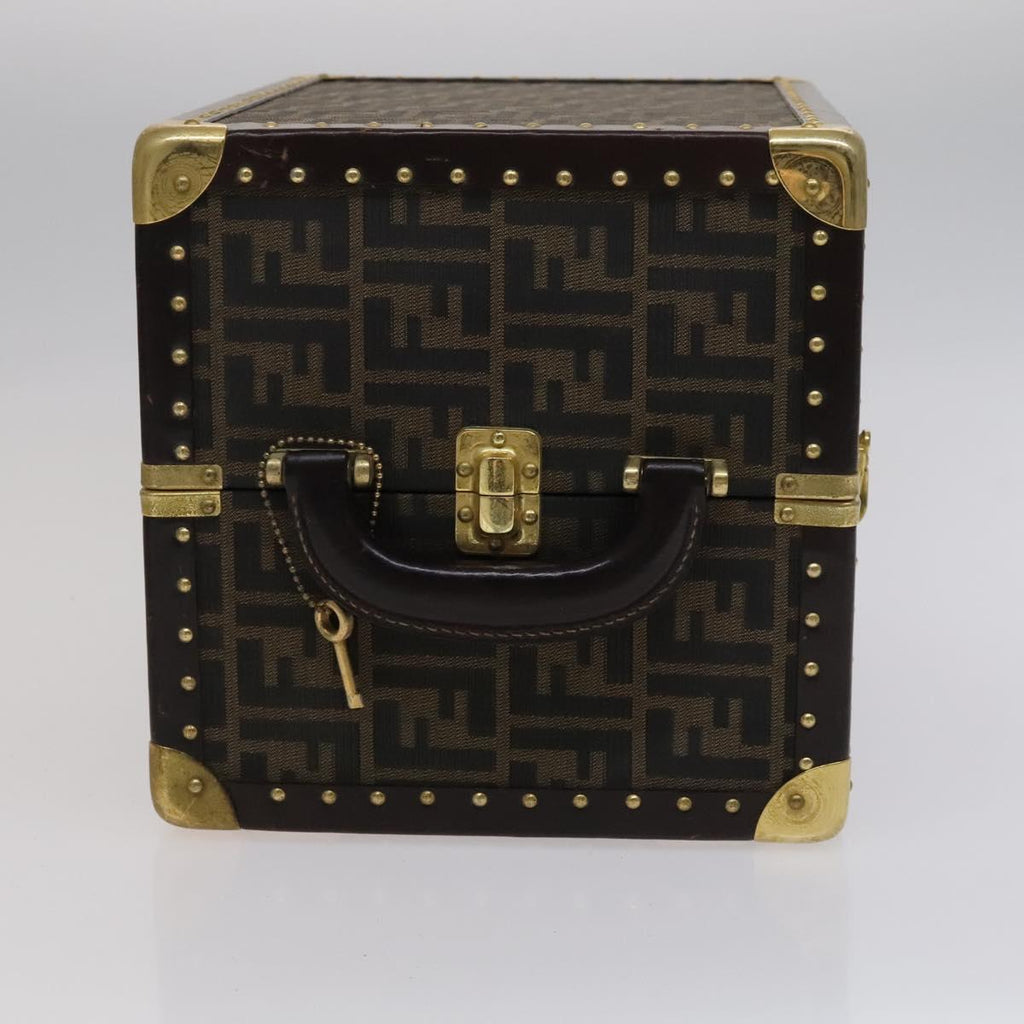 FENDI Zucca Canvas Trunk Jewelry Case Jewelry Box Black Brown 113789S