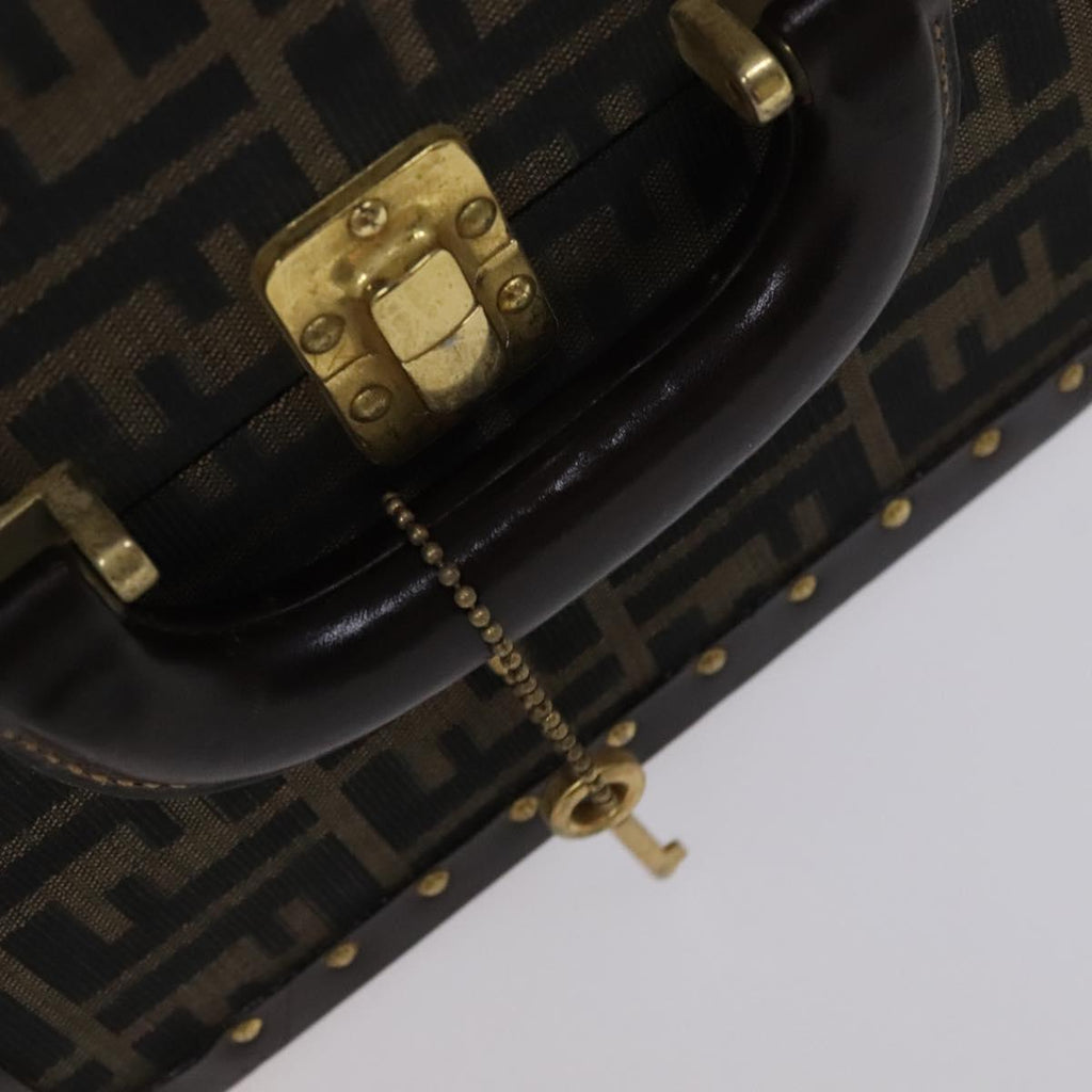 FENDI Zucca Canvas Trunk Jewelry Case Jewelry Box Black Brown 113789S