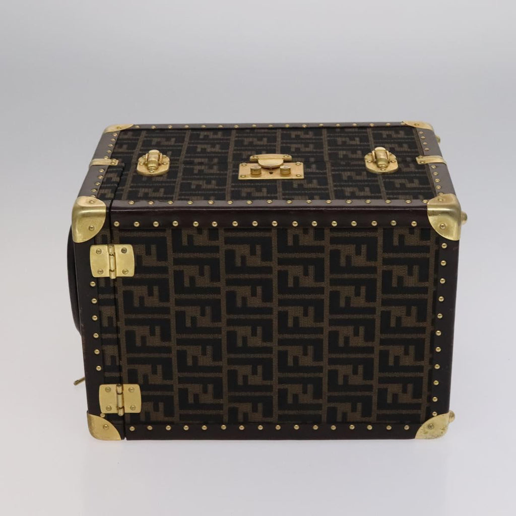 FENDI Zucca Canvas Trunk Jewelry Case Jewelry Box Black Brown 113789S