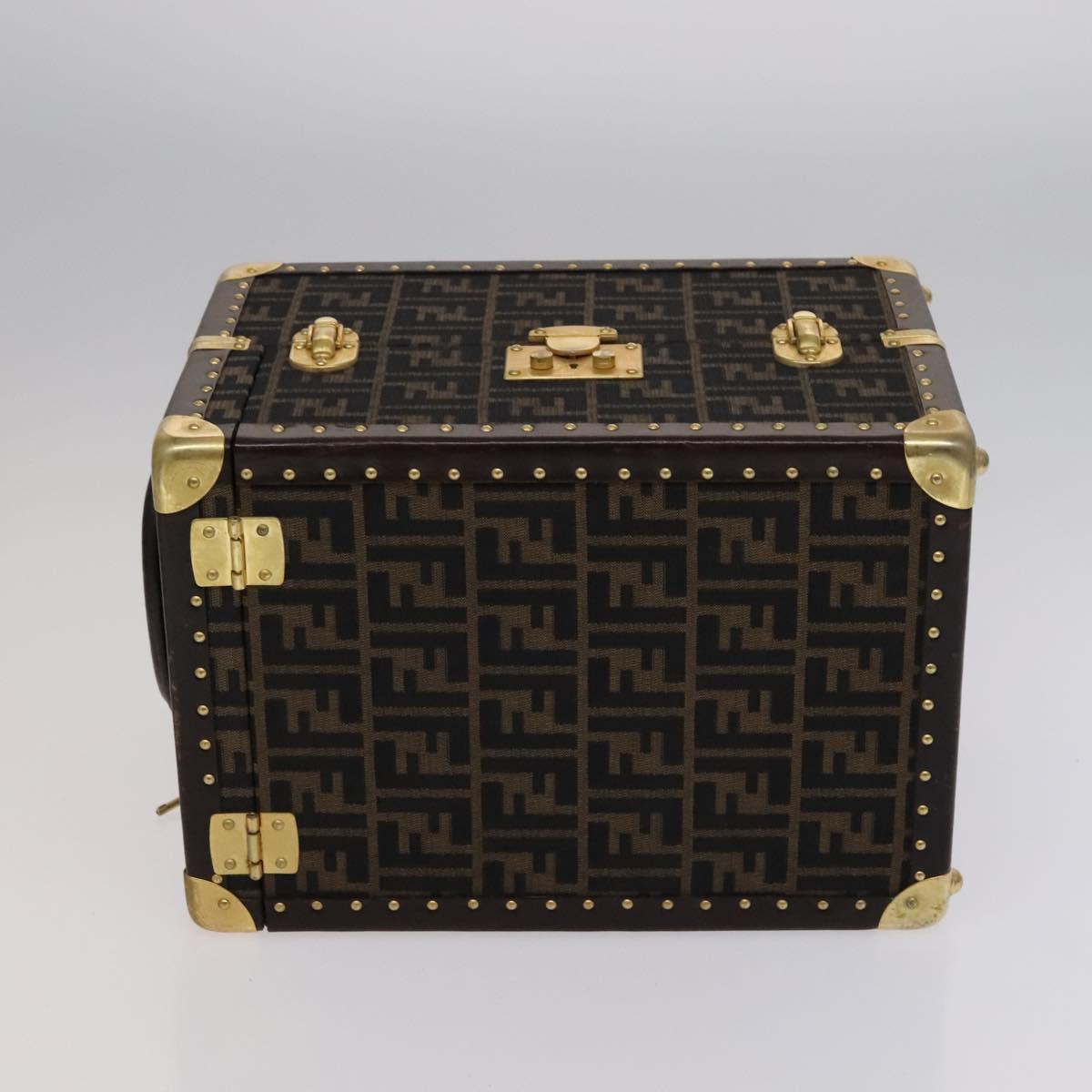 FENDI Zucca Canvas Trunk Jewelry Case Jewelry Box Black Brown 113789S