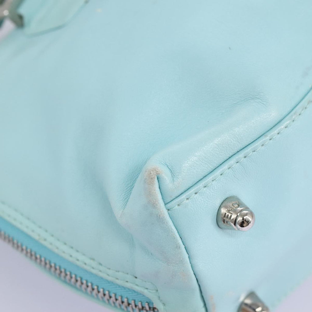 FENDI Shoulder Bag Leather Turquoise Blue 114259