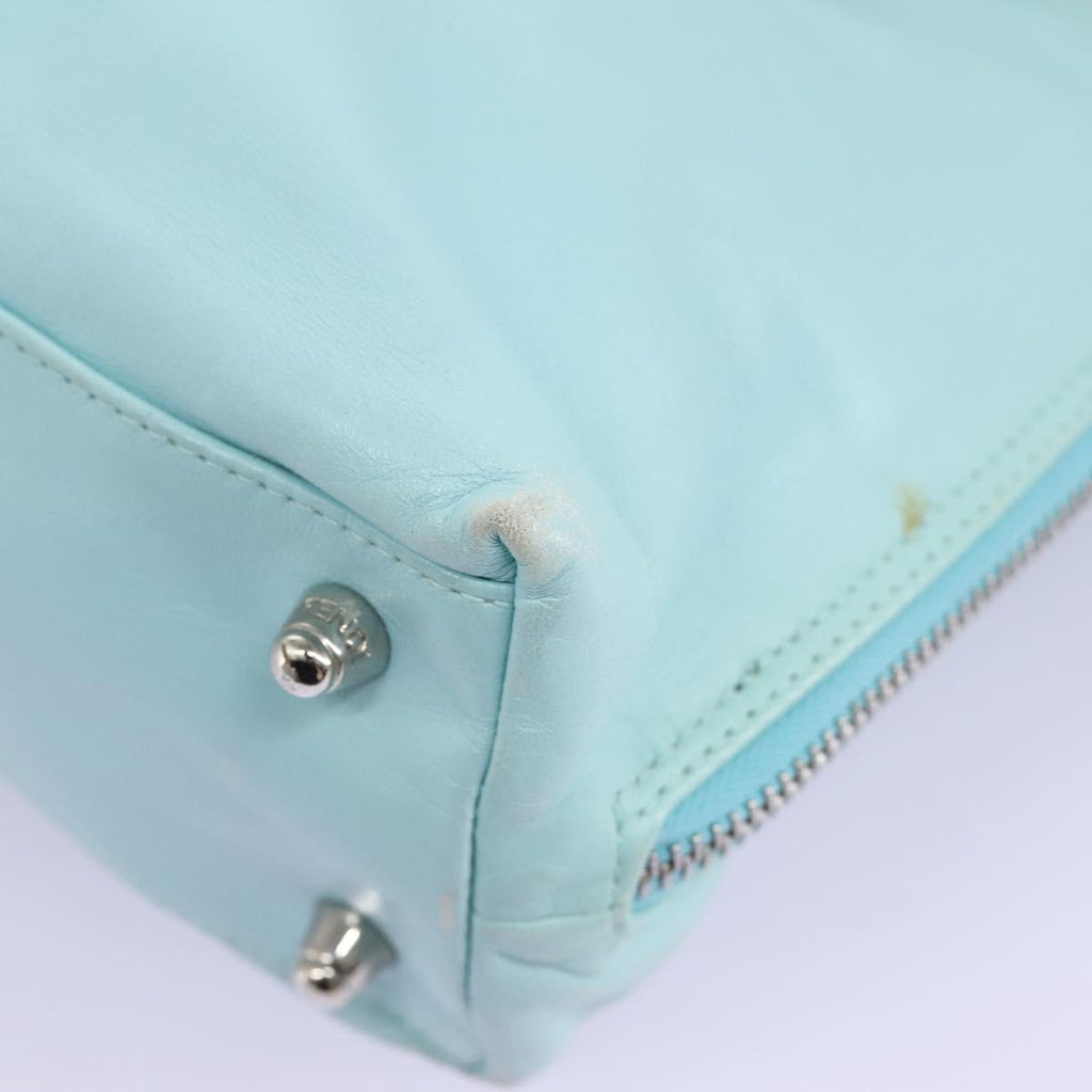 FENDI Shoulder Bag Leather Turquoise Blue 114259