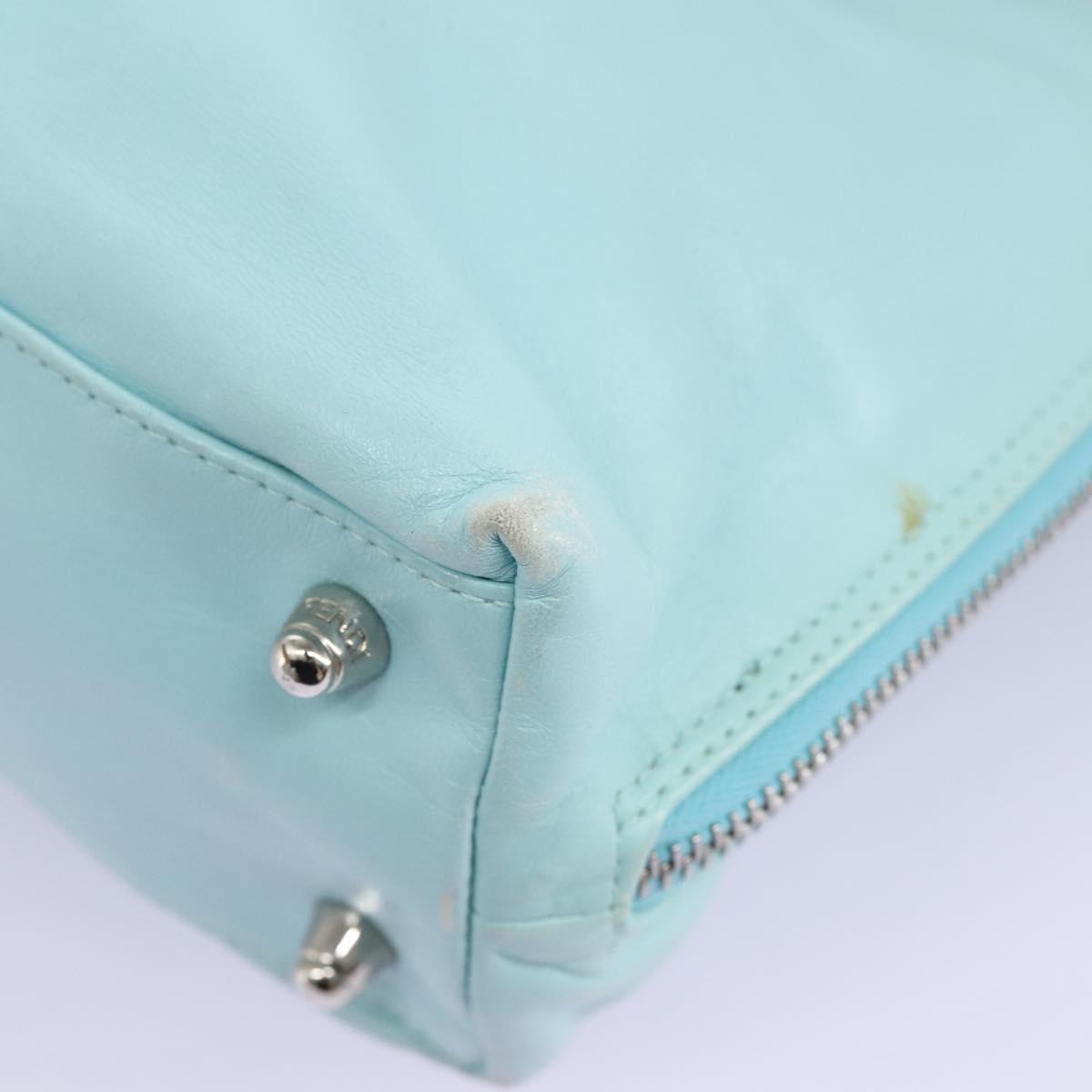 FENDI Shoulder Bag Leather Turquoise Blue 114259
