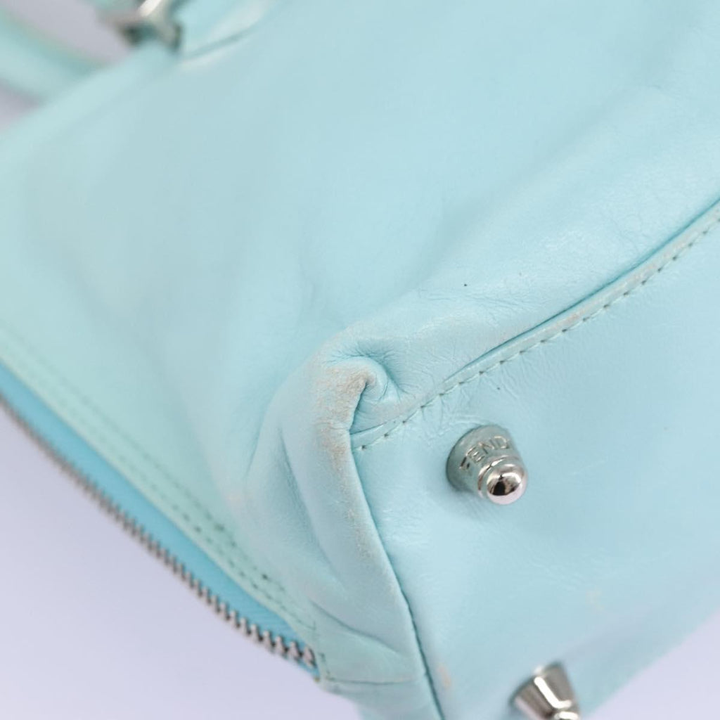 FENDI Shoulder Bag Leather Turquoise Blue 114259