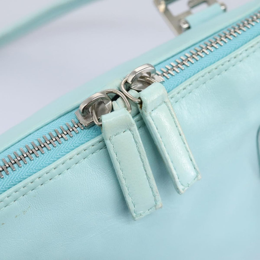 FENDI Shoulder Bag Leather Turquoise Blue 114259
