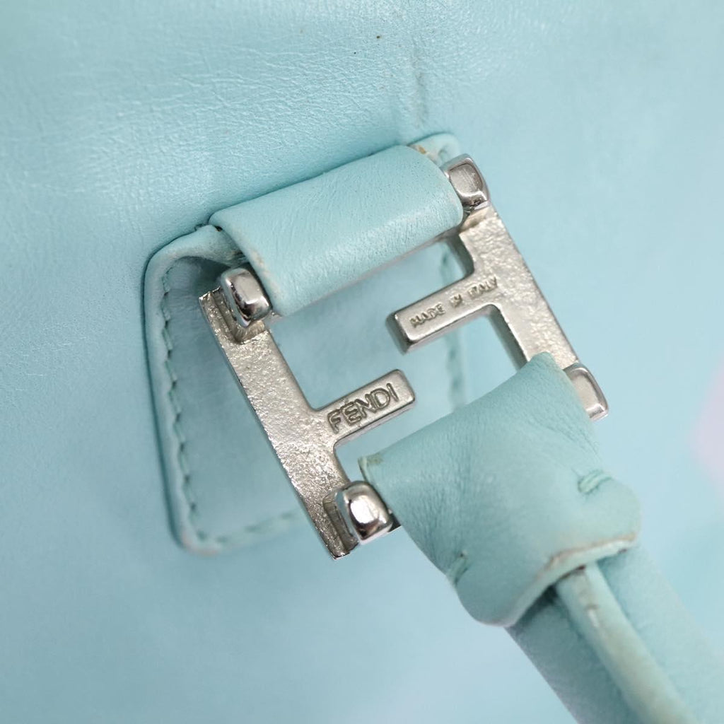 FENDI Shoulder Bag Leather Turquoise Blue 114259