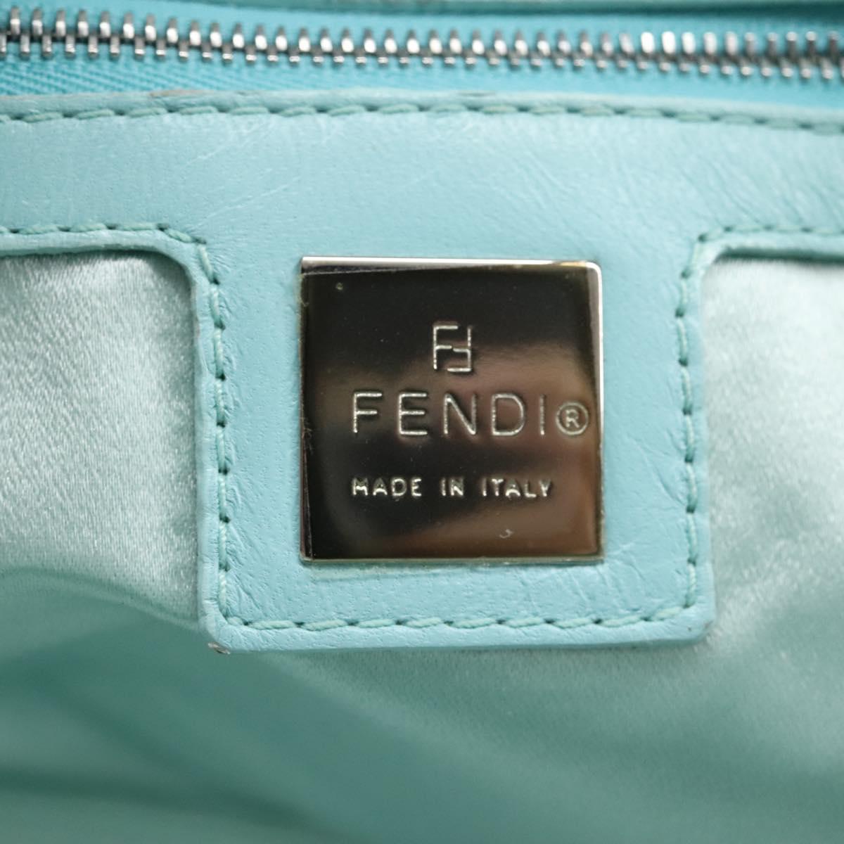 FENDI Shoulder Bag Leather Turquoise Blue 114259