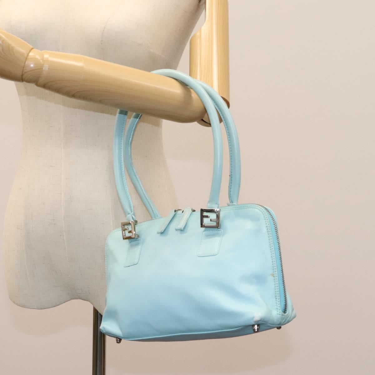 FENDI Shoulder Bag Leather Turquoise Blue 114259