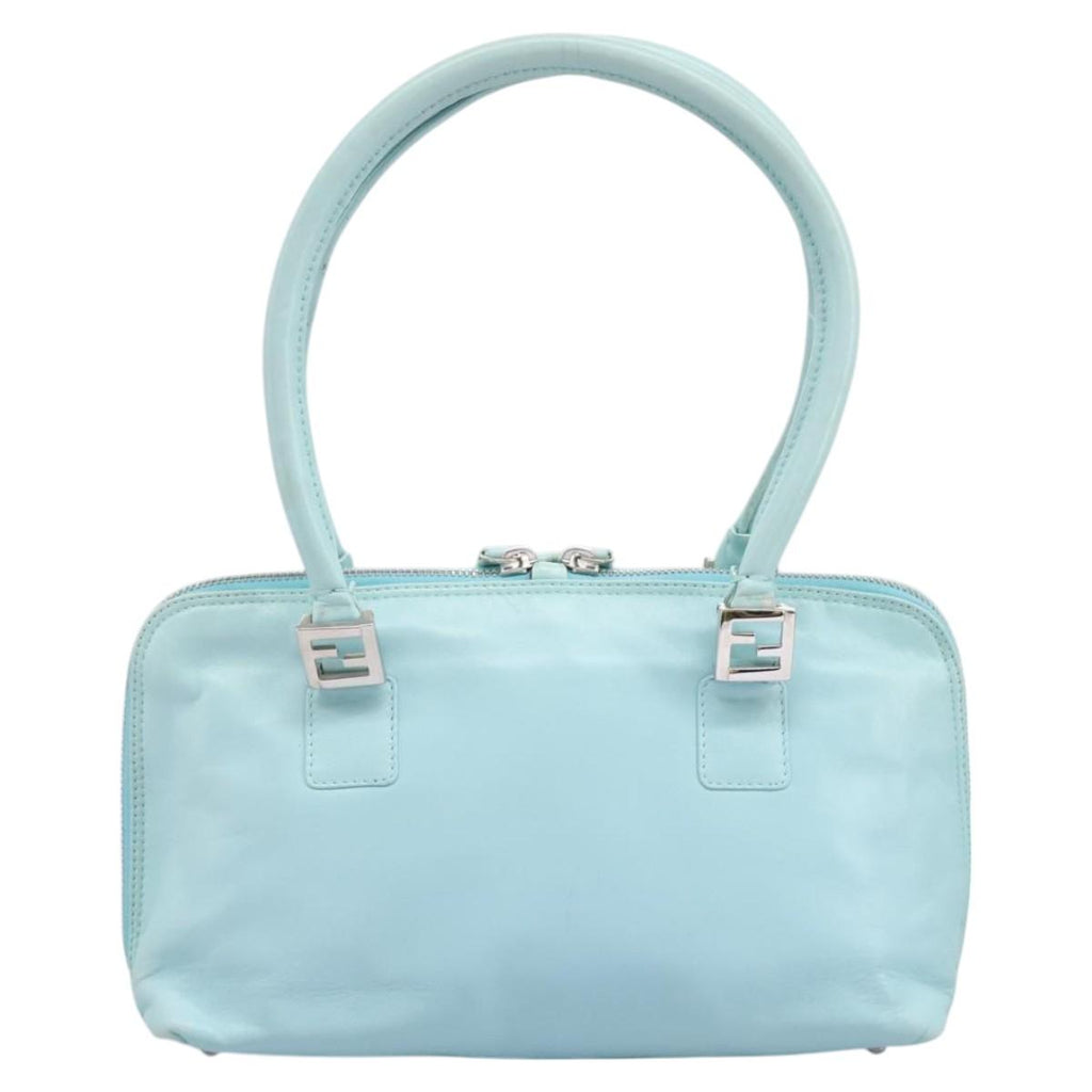 FENDI Shoulder Bag Leather Turquoise Blue 114259