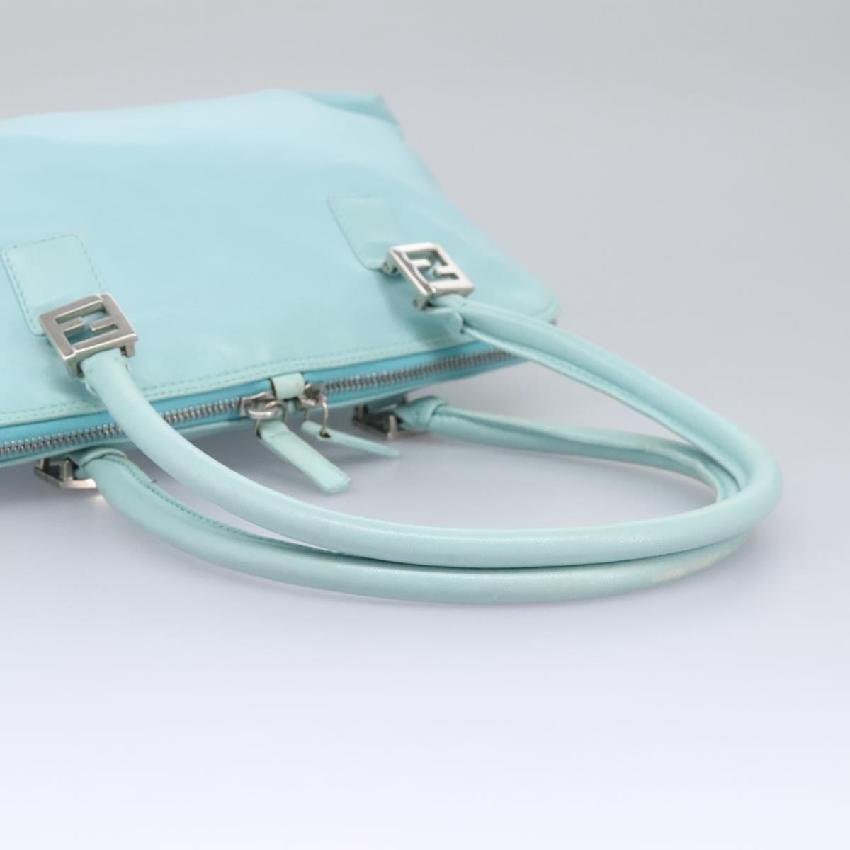 FENDI Shoulder Bag Leather Turquoise Blue 114259