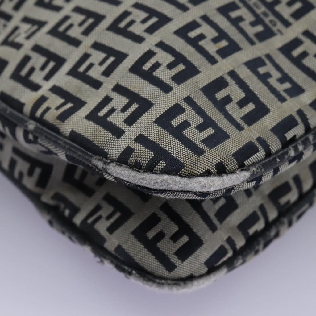 FENDI Zucchino Canvas Shoulder Bag Navy 114284