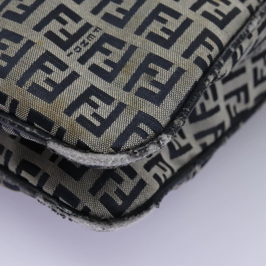 FENDI Zucchino Canvas Shoulder Bag Navy 114284