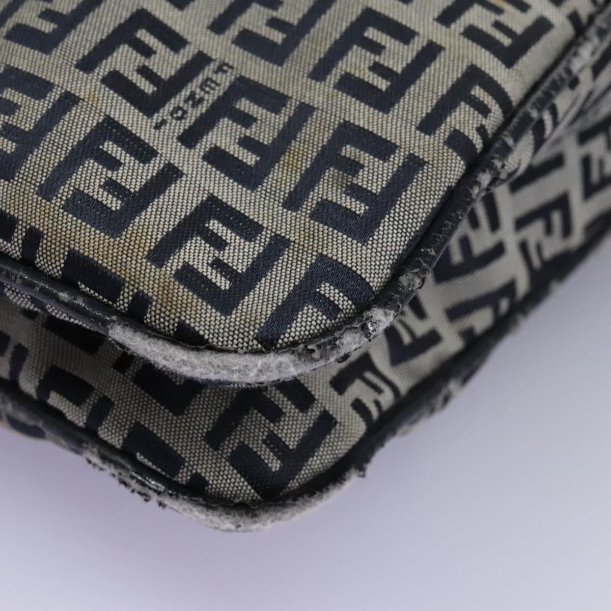 FENDI Zucchino Canvas Shoulder Bag Navy 114284