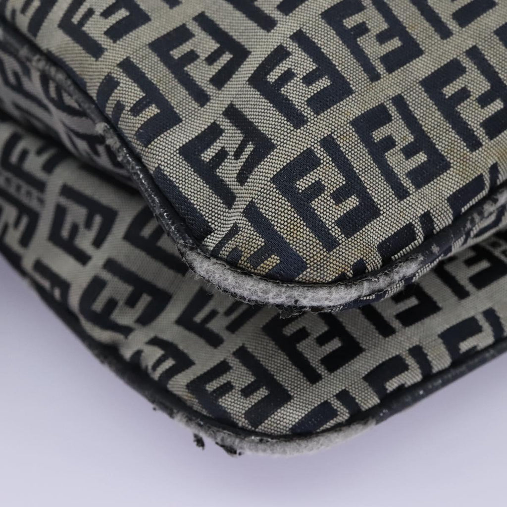 FENDI Zucchino Canvas Shoulder Bag Navy 114284
