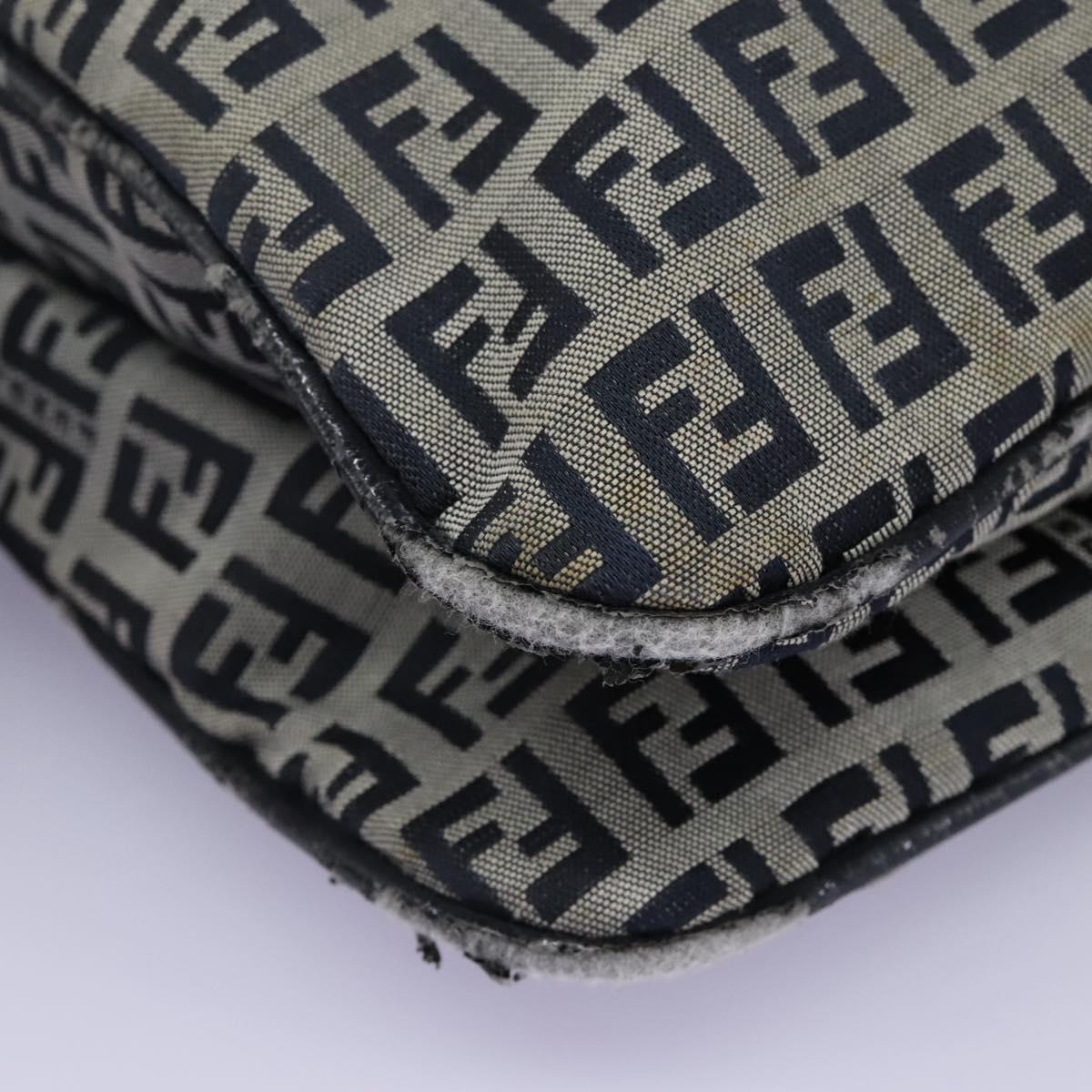 FENDI Zucchino Canvas Shoulder Bag Navy 114284