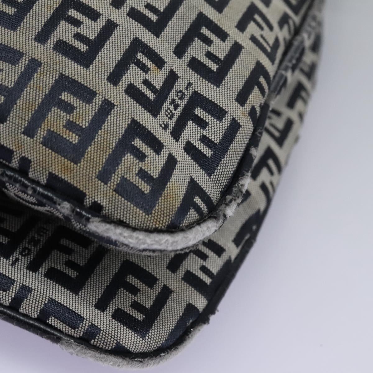 FENDI Zucchino Canvas Shoulder Bag Navy 114284
