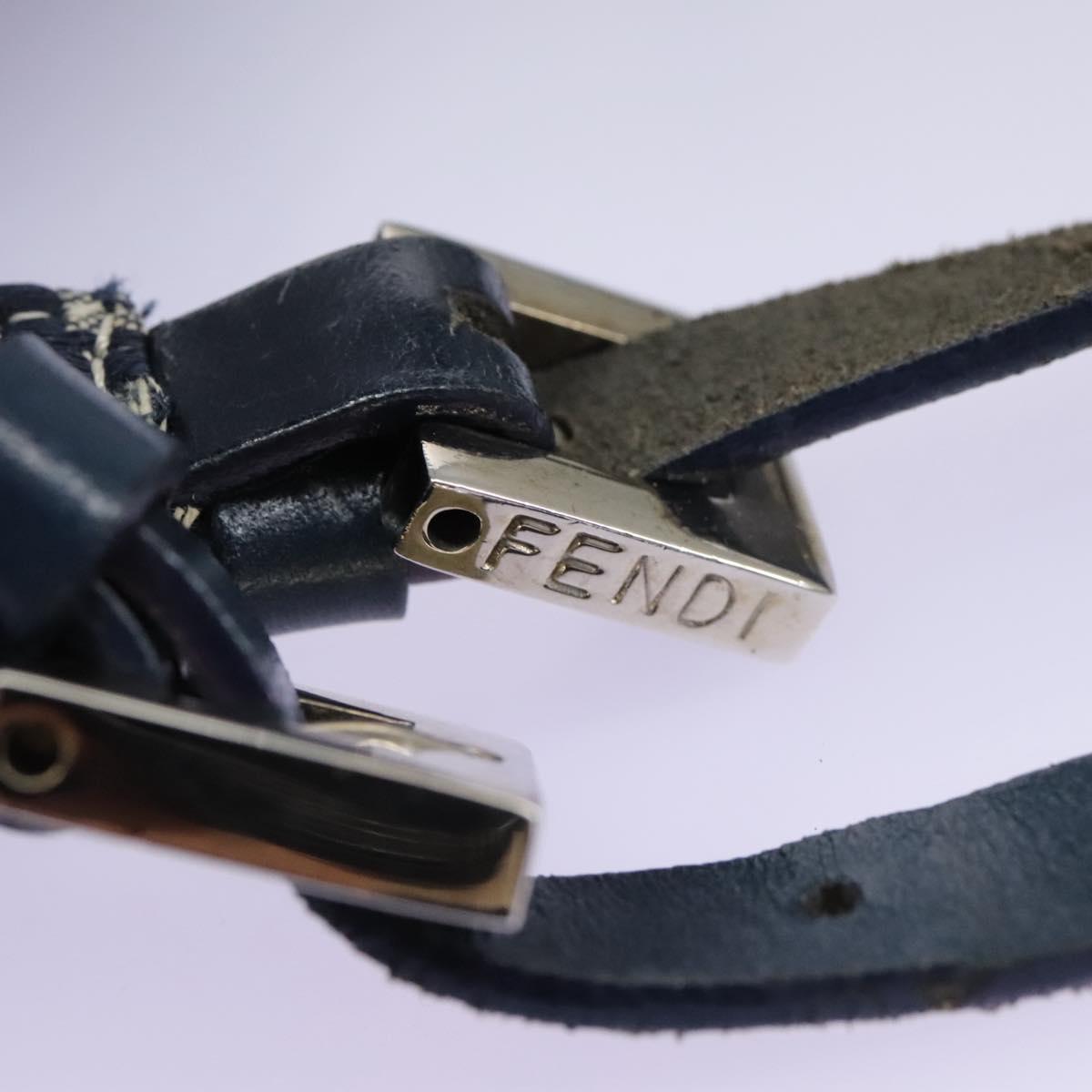 FENDI Zucchino Canvas Shoulder Bag Navy 114284